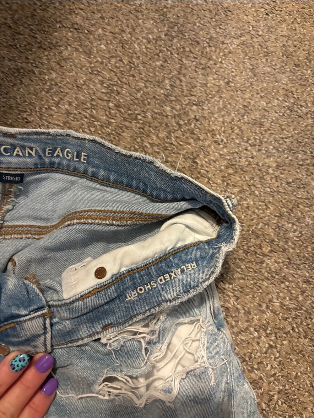 American Eagle Outfitters Light Wash Distressed Denim Shorts